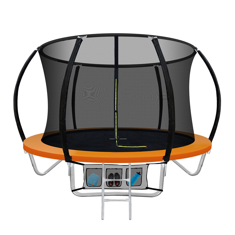 Everfit 8FT Trampoline Round Trampolines Kids Present Gift Enclosure Safety Net Pad Outdoor Orange