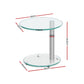 Artiss Side Coffee Table Bedside Furniture Oval Tempered Glass Top 2 Tier