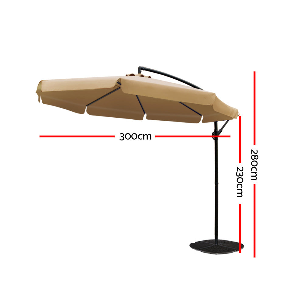 Instahut 3M Outdoor Umbrella - Beige