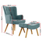 Artiss Armchair Lounge Chair Ottoman Accent Armchairs Sofa Fabric Chairs Blue