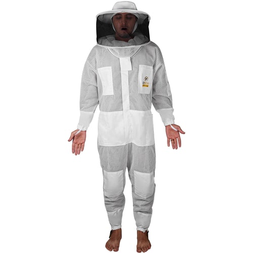OZBee Premium Full Suit 3 Layer Mesh Ultra Cool Ventilated Round Head Beekeeping Protective Gear Size  S