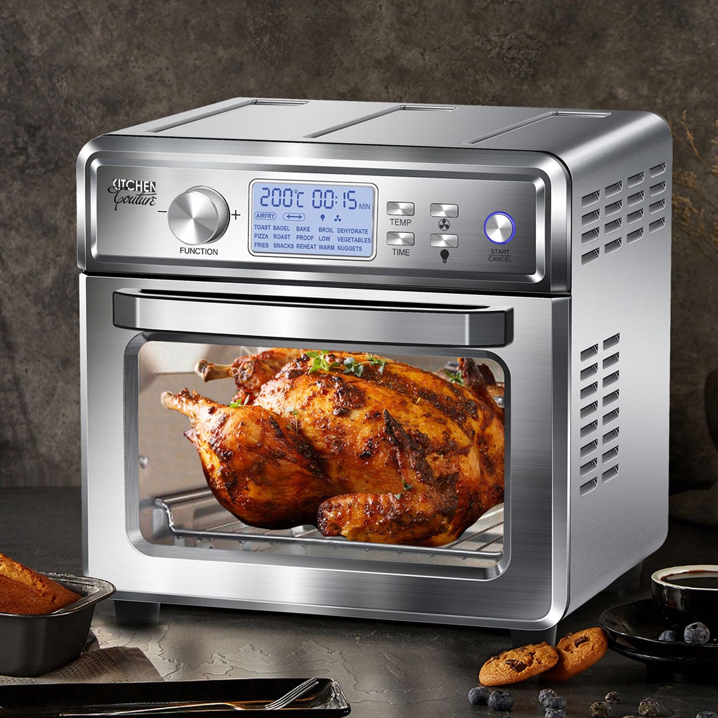 Kitchen Couture 24 Litre Air Fryer Multifunctional LCD Digital Display Silver