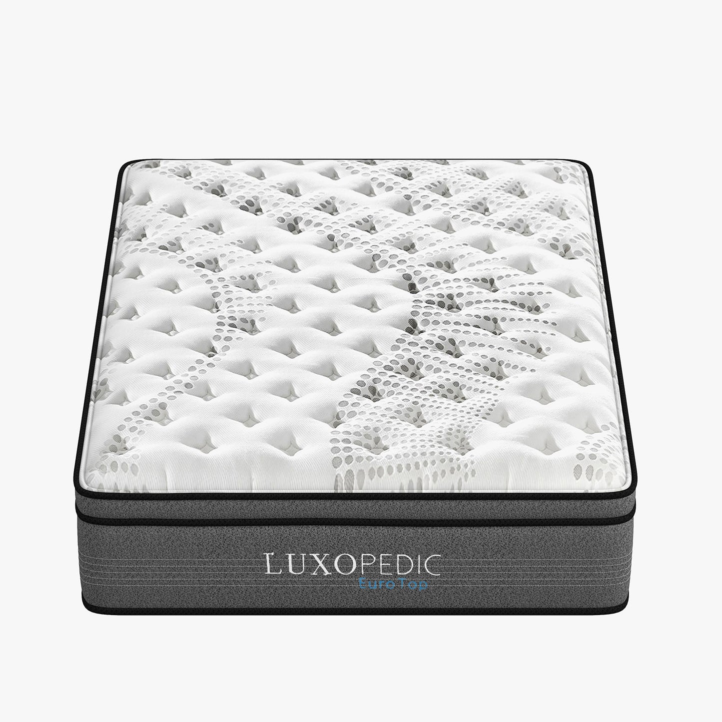 Luxopedic Pocket Spring Mattress 5 Zone 32CM Euro Top Memory Foam Medium Firm - Single - White  Grey