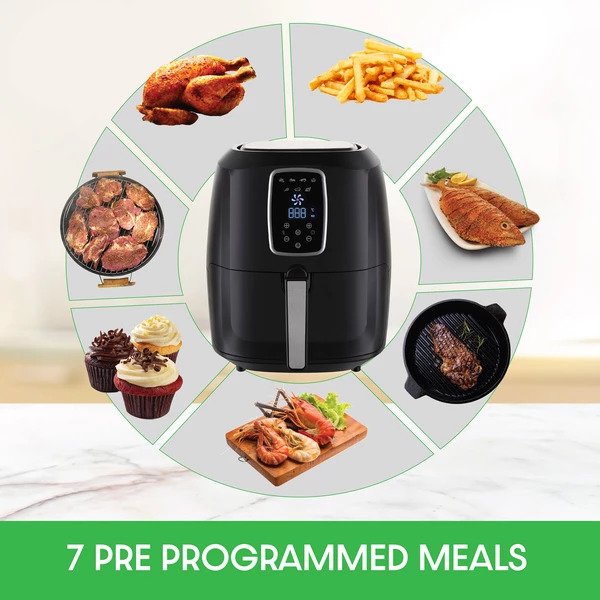 Digital Air Fryer 7L Black LED Display Kitchen Couture Healthy Oil Free Cooking