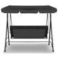 Milano Outdoor Swing Bench Seat Chair Canopy Furniture 3 Seater Garden Hammock - Black