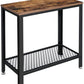 Industrial Side Table 2-Tier With Mesh and Metal Frame Rustic Brown