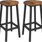 Set of 2 Bar Stools with Sturdy Steel Frame Rustic Brown and Black 65 cm Height