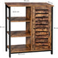 Storage Cabinet with 3 Shelves and a Cabinet with Door, Rustic Brown and Black