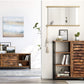 Storage Cabinet with 3 Shelves and a Cabinet with Door, Rustic Brown and Black
