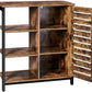 Storage Cabinet with 3 Shelves and a Cabinet with Door, Rustic Brown and Black