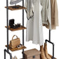 Clothing Garment Rack on Wheels with 5-Tier, Industrial Pipe Style, Rustic Brown