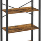 4-Tier  Storage Rack with Steel Frame, 120 cm High, Rustic Brown and Black
