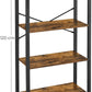 4-Tier  Storage Rack with Steel Frame, 120 cm High, Rustic Brown and Black