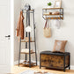 Coat Rack with 3 Shelves with Hooks Rustic Brown and Black