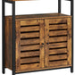 Standing Cabinet with Shelf Cupboard with Louvred Doors Rustic Brown