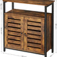 Standing Cabinet with Shelf Cupboard with Louvred Doors Rustic Brown