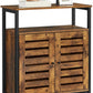Standing Cabinet with Shelf Cupboard with Louvred Doors Rustic Brown