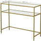 Console Table Metal Frame with 2 Shelves Adjustable Feet