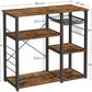 Kitchen Shelf with Steel Frame Wire Basket and 6 Hooks Rustic Brown and Black