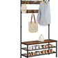 Coat Rack Stand with 9 Hooks and Shoe Rack with Industrial Style Sturdy Steel Frame
