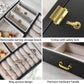 Portable Travel Jewelry box with three-layer PU leather storage box, mirror and lock