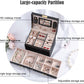 Portable Travel Jewelry box with three-layer PU leather storage box, mirror and lock