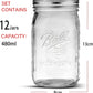 12 Pieces Canning Jars - 480ml Mason Jar Empty Glass Spice Bottles with Airtight Lids and Labels