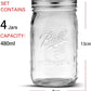 4 Pieces Canning Jars - 480ml Mason Jar Empty Glass Spice Bottles with Airtight Lids and Labels