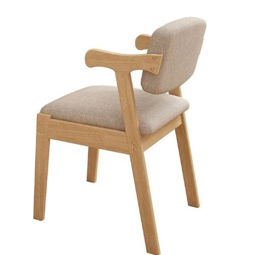 Solid Timber Z Shape Dining Chair (Set of 2)/Pinewood/Cotton and Linen