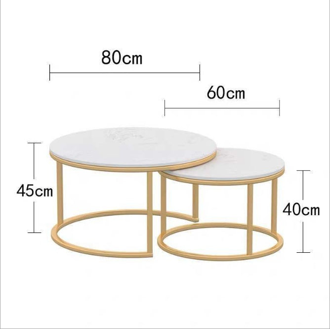 Caitliny Nesting Coffee Table Set Matte Black Frame/Glossy Ceramic top/steel legs