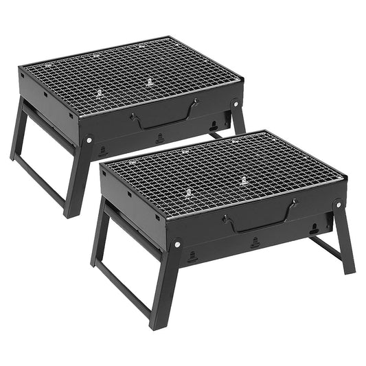 SOGA 2X 43cm Portable Folding Thick Box-type Charcoal Grill for Outdoor BBQ Camping