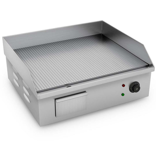 SOGA 2200W Stainless Steel Ribbed Griddle Commercial Grill BBQ Hot Plate 56*48*23cm