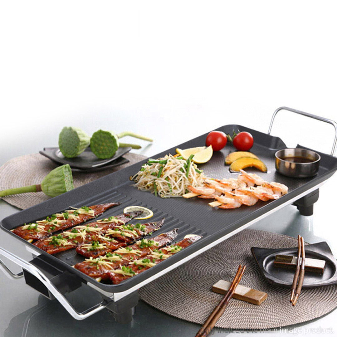 SOGA 2X 68cm Electric BBQ Grill Teppanyaki Plate Non-Stick Surface Hot Plate Kitchen 6-8 Person