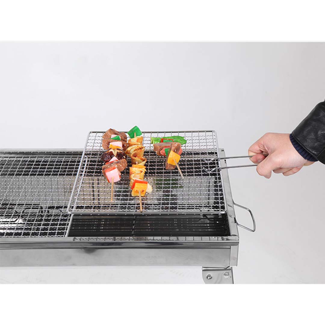 SOGA Skewers Grill with Side Tray Portable Stainless Steel Charcoal BBQ Outdoor 6-8 Persons