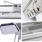 SOGA 2X Skewers Grill with Side Tray Portable Stainless Steel Charcoal BBQ Outdoor 6-8 Persons