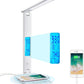 LED Desk Lamp with Fast Wireless Charger Clock Alarm Date Temperature