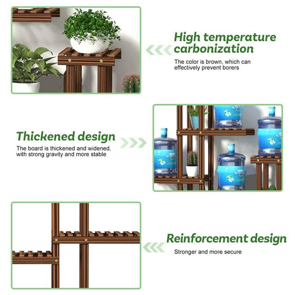 6-Tier Wooden Plant Stand Flower Pot Planter Rack Shelf Bonsai Holder Indoor Garden Dec