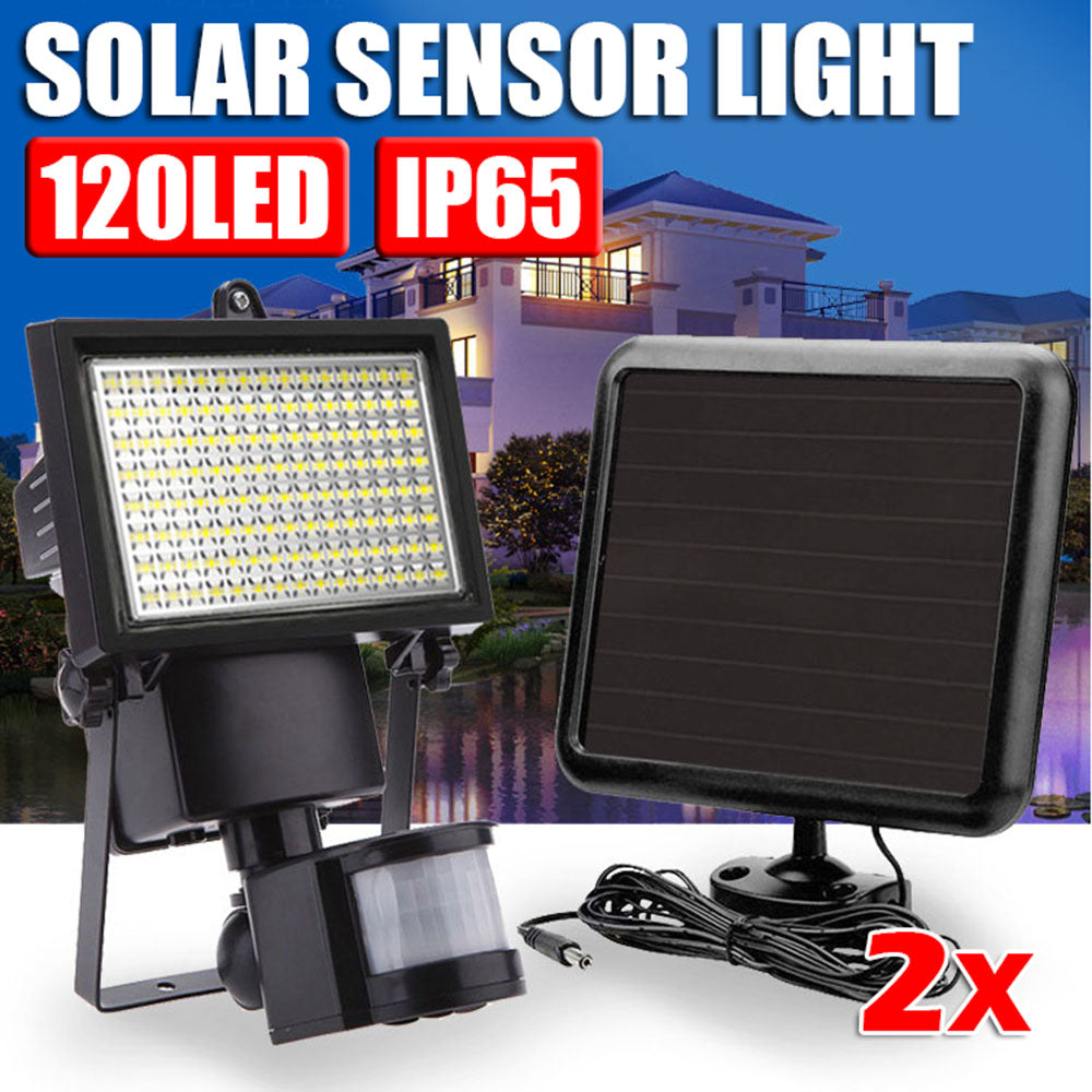 2PCS 120LED Solar Sensor Lights IP65 Motion Detection Light Security Garden Yard