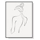 50cmx70cm Woman Back Line Art Black Frame Canvas Wall Art