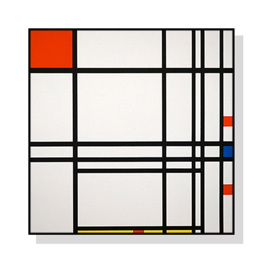 80cmx80cm Abstract Art By Piet Mondrian Black Frame Canvas Wall Art