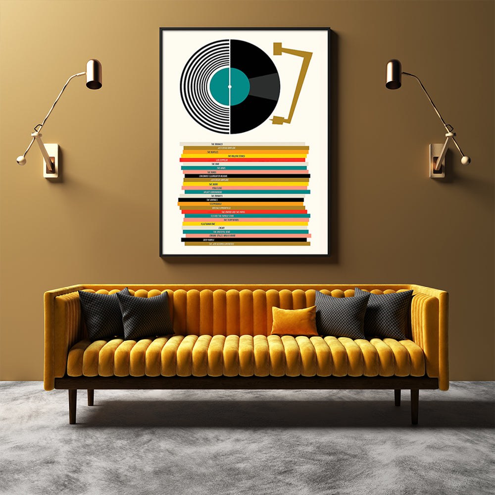 80cmx120cm Music Black Frame Canvas Wall Art