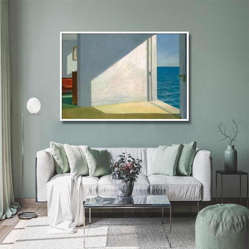 60cmx90cm Room By The Sea By Edward Hopper White Frame Canvas Wall Art