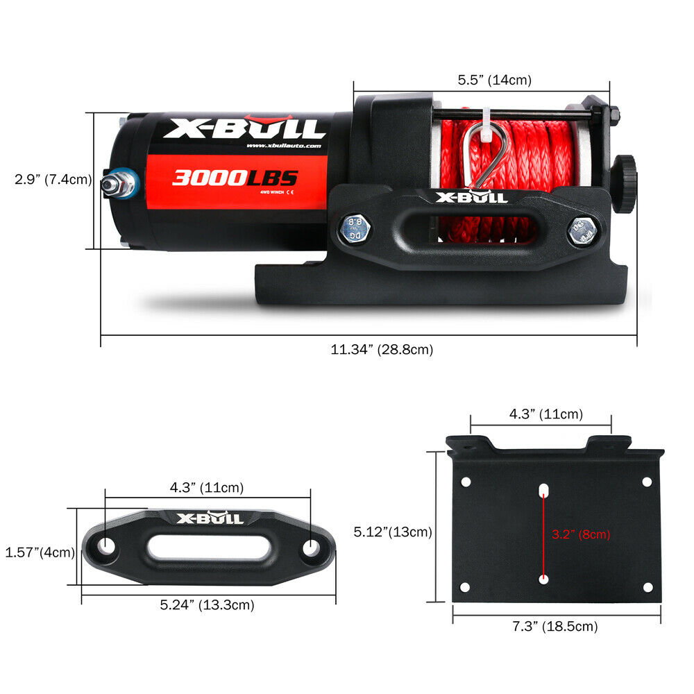 X-BULL Electric Winch 12V Wireless 3000lbs/1360kg Synthetic Rope BOAT ATV 4WD