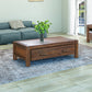 Coffee Table Solid Acacia Wood & Veneer 1 Drawers Storage Chocolate Colour