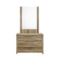 Dresser with 3 Storage Drawers in Natural Wood like MDF in Oak Colour with Mirror