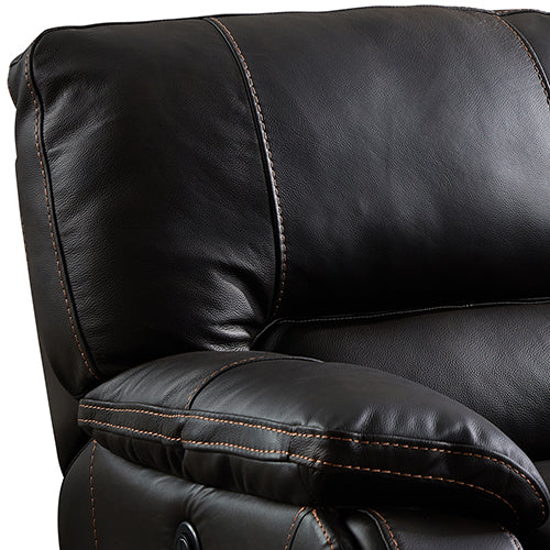 Round Corner Genuine Leather Dark Brown Electric Recliner with 2x Cup Holders Lounge Set for Living Room