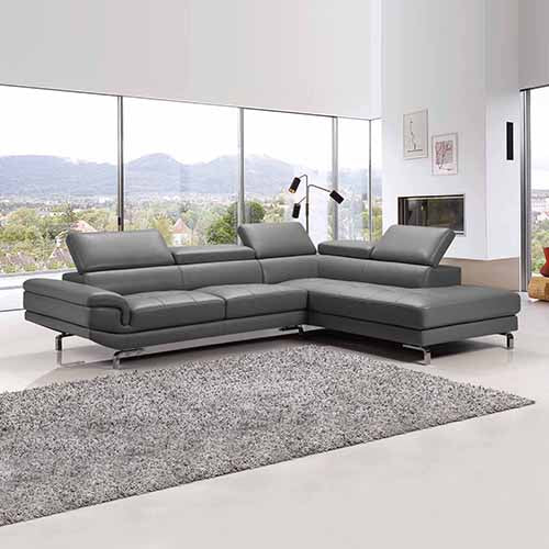 5 Seater Lounge Set Grey Colour Leatherette Corner Sofa for Living Room Couch with Chaise