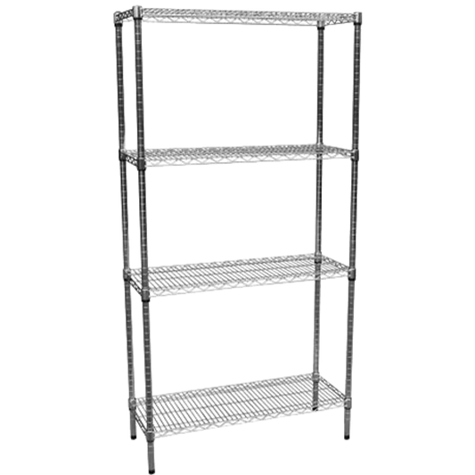 Modular Chrome Wire Storage Shelf 900 x 350 x 1800 Steel Shelving