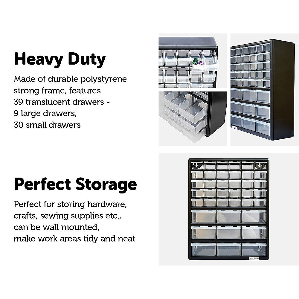 Storage Cabinet Drawers 39 Plastic Tool Box Containers Organiser Cupboard