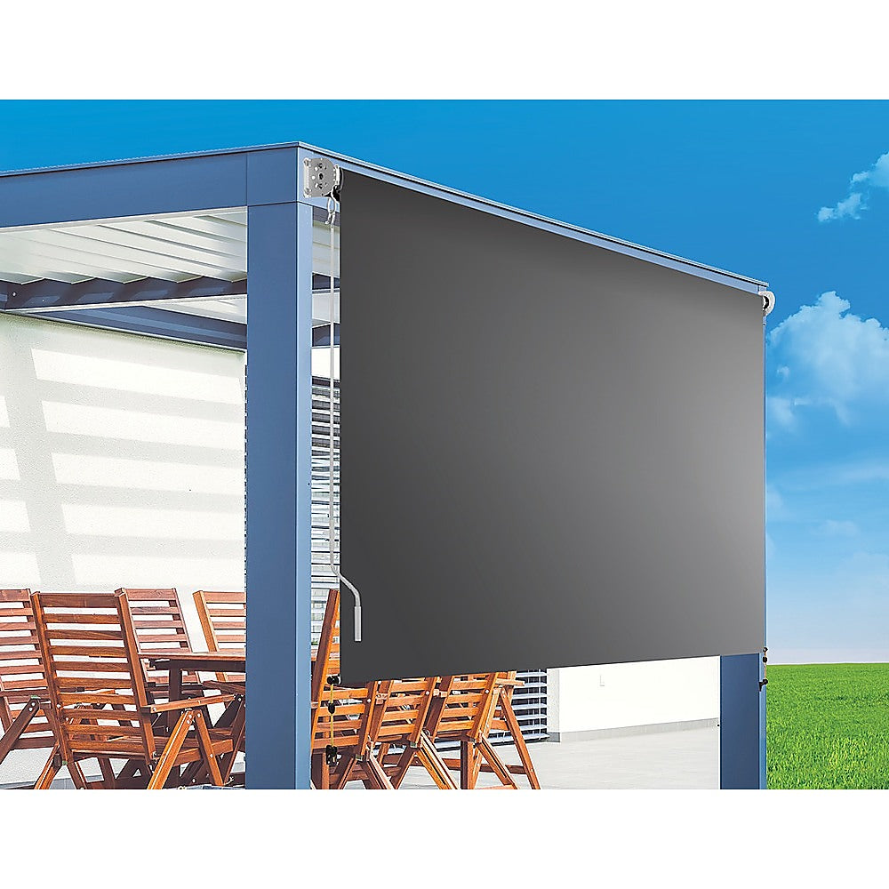 Retractable Straight Drop Roll Down Awning Garden Patio Screen 3.0X2.5M